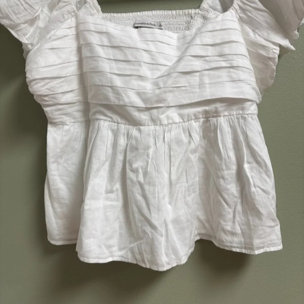 Abercrombie Fitch Womens Cottage Cotton Top Size L Milkmaid Coquette Fairy Boho